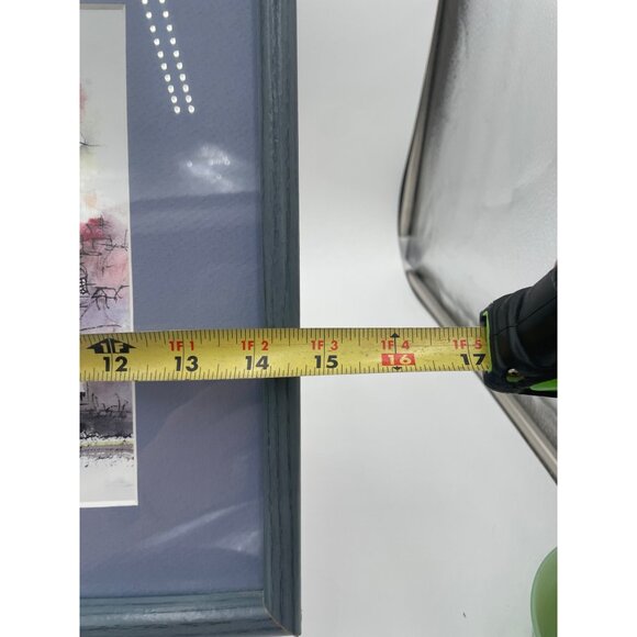 Signed Watercolor Print Cityscape Blue Frame - Picture 4 of 7